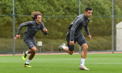 Xhaka and Guendouzi in training