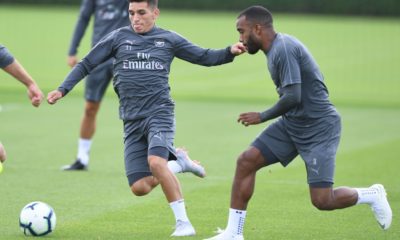 Lacazette and Torreira in training