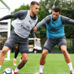 Ramsey and Xhaka in training