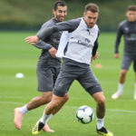 Aaron Ramsey with the ball in training