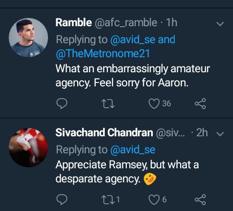 Arsenal Fans frustrated with Ramsey's representatives